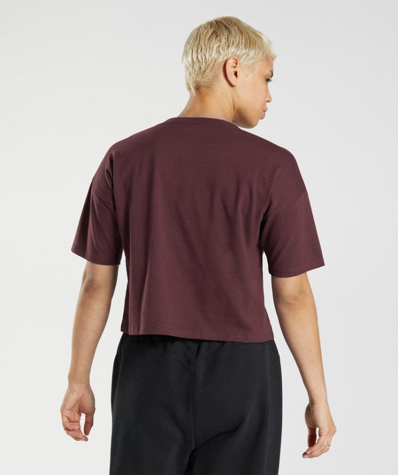 Gymshark GS10 Year Midi Női Vágott Felsők Bordó | HU-M-041