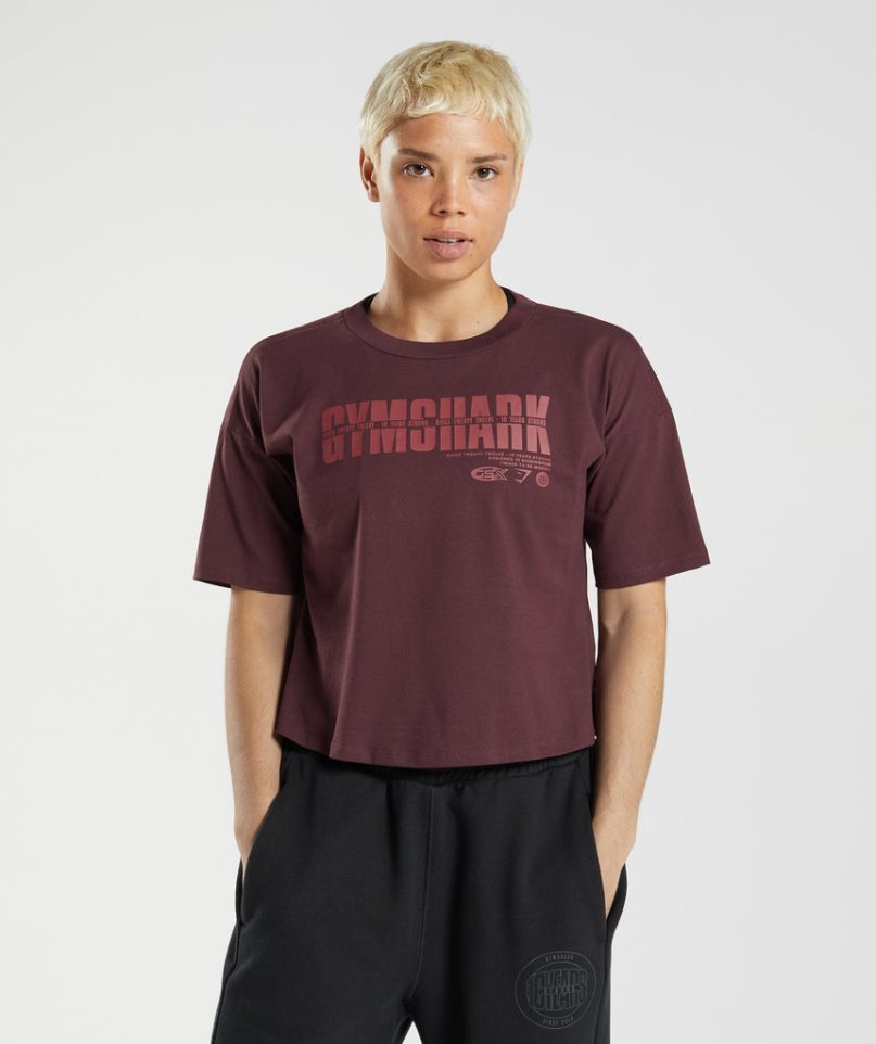 Gymshark GS10 Year Midi Női Vágott Felsők Bordó | HU-M-041
