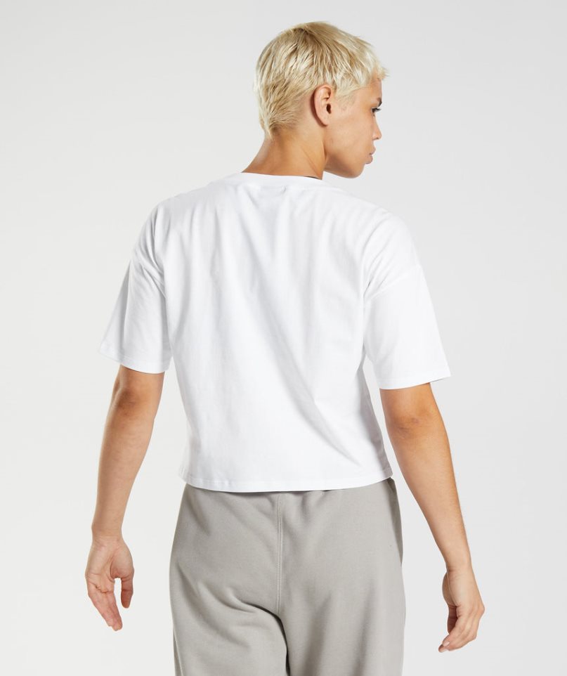 Gymshark GS10 Year Midi Női Vágott Felsők Fehér | HU-Z-918