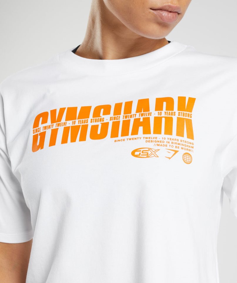 Gymshark GS10 Year Midi Női Vágott Felsők Fehér | HU-Z-918