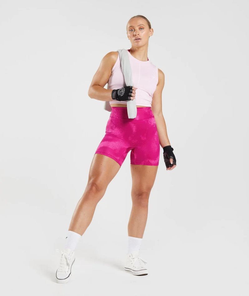 Gymshark GS Power Bordázott Midi Női Ujjatlan Póló Rózsaszín | HU-T-075