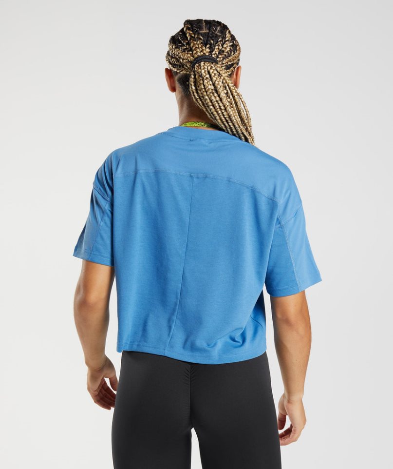 Gymshark GS Power Midi Női Vágott Felsők Kék | HU-A-025