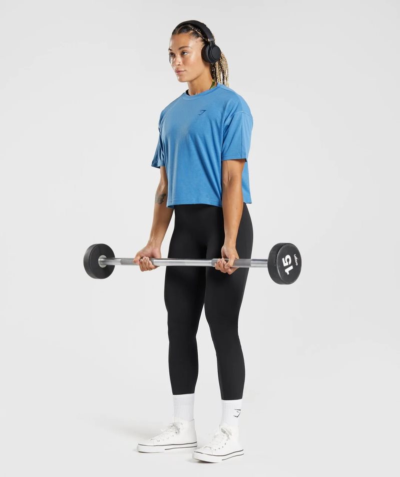Gymshark GS Power Midi Női Vágott Felsők Kék | HU-A-025