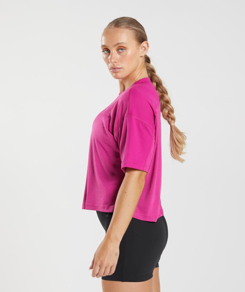 Gymshark GS Power Midi Női Vágott Felsők Fukszia | HU-J-023