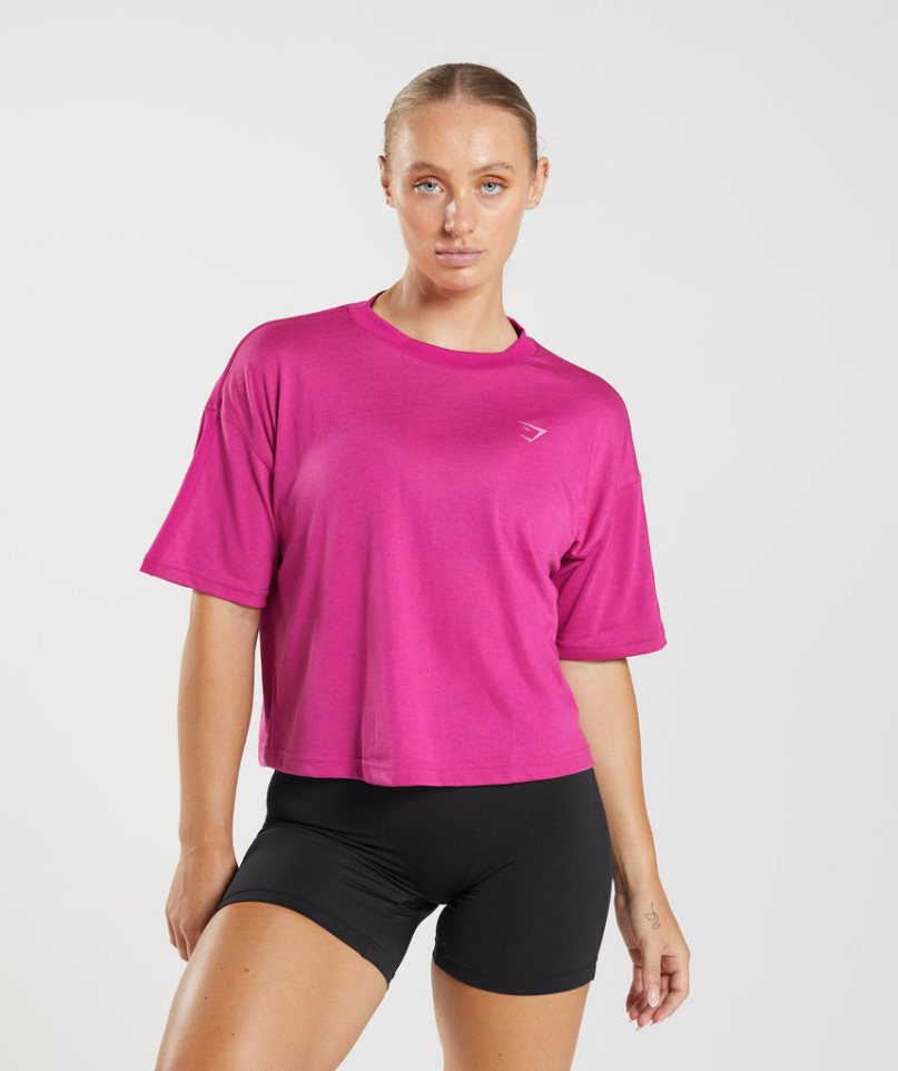 Gymshark GS Power Midi Női Vágott Felsők Fukszia | HU-J-023