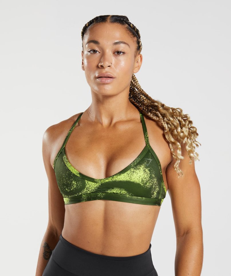 Gymshark GS Power Minimal Női Sportmelltartó Olivazöld | HU-M-325
