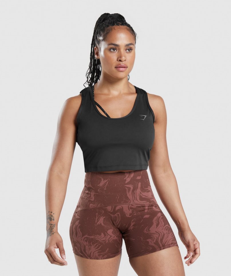 Gymshark GS Power Open Back Cropped Női Ujjatlan Póló Fekete | HU-V-461