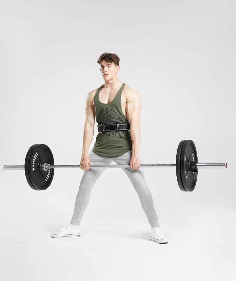 Gymshark GS x David Laid Stringer Férfi Ujjatlan Póló Olivazöld | HU-A-851