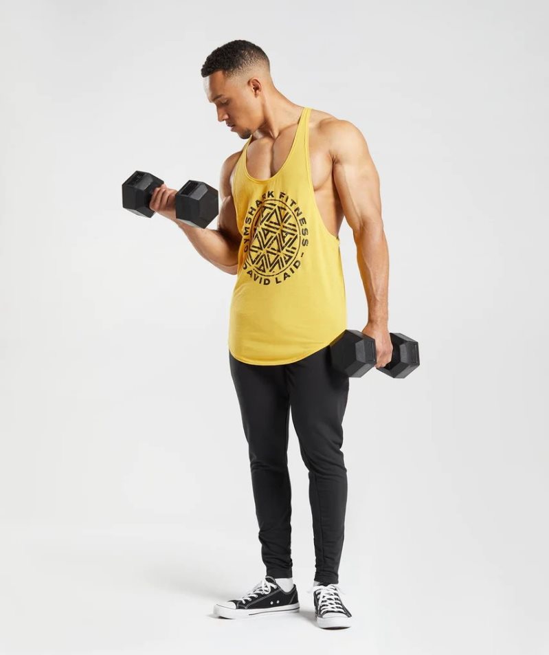Gymshark GS x David Laid Stringer Férfi Ujjatlan Póló Sárga | HU-A-912