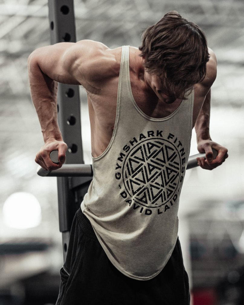 Gymshark GS x David Laid Stringer Férfi Ujjatlan Póló Bézs | HU-D-678
