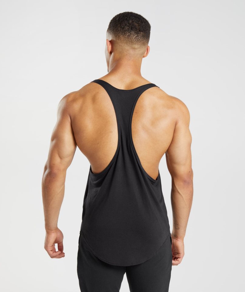 Gymshark GS x David Laid Stringer Férfi Ujjatlan Póló Fekete | HU-J-032