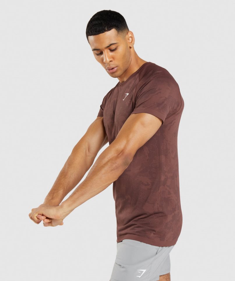 Gymshark Geo Seamless Férfi Póló Barna | HU-Y-573