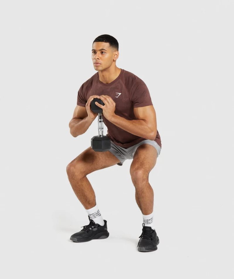 Gymshark Geo Seamless Férfi Póló Barna | HU-Y-573