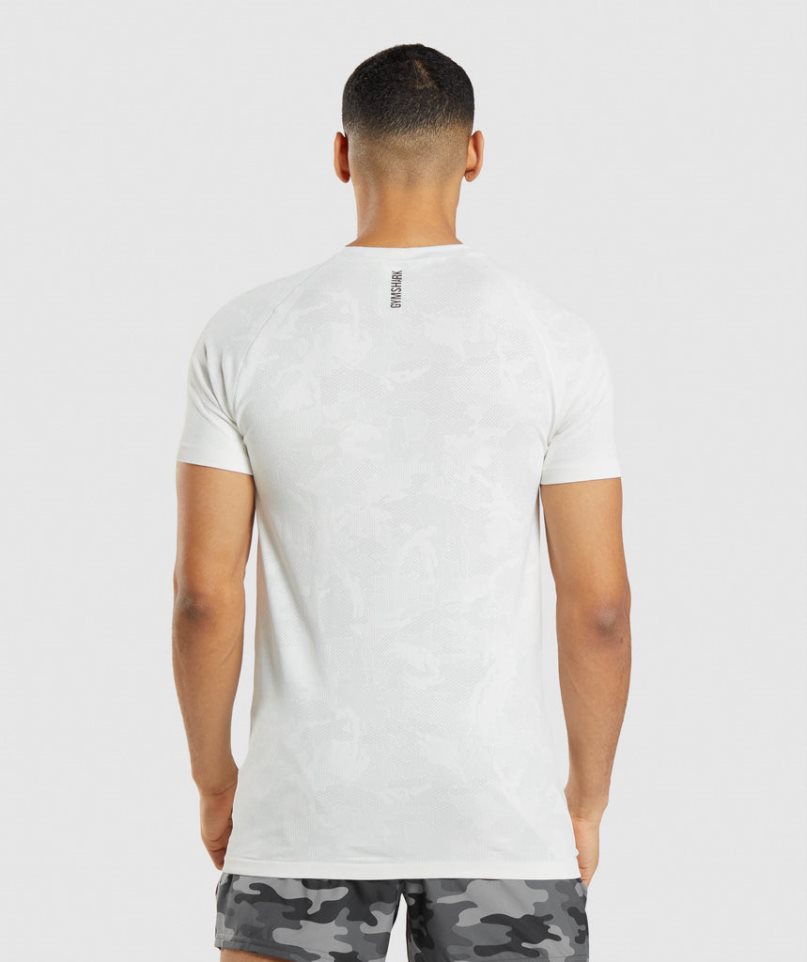 Gymshark Geo Seamless Férfi Póló Fehér | HU-W-982