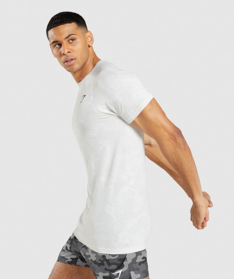 Gymshark Geo Seamless Férfi Póló Fehér | HU-W-982