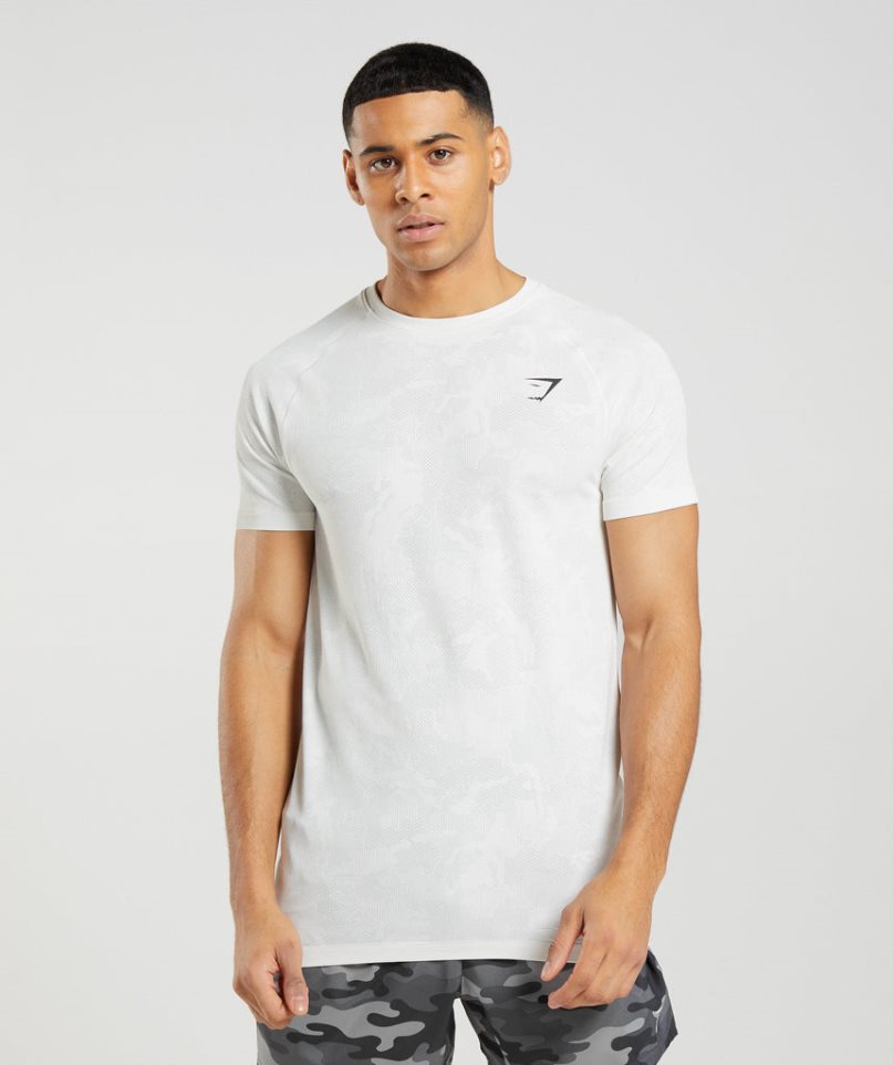Gymshark Geo Seamless Férfi Póló Fehér | HU-W-982