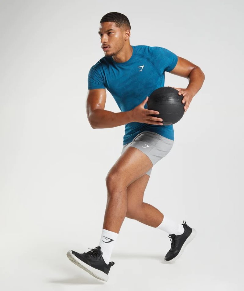 Gymshark Geo Seamless Férfi Póló Kék | HU-S-839
