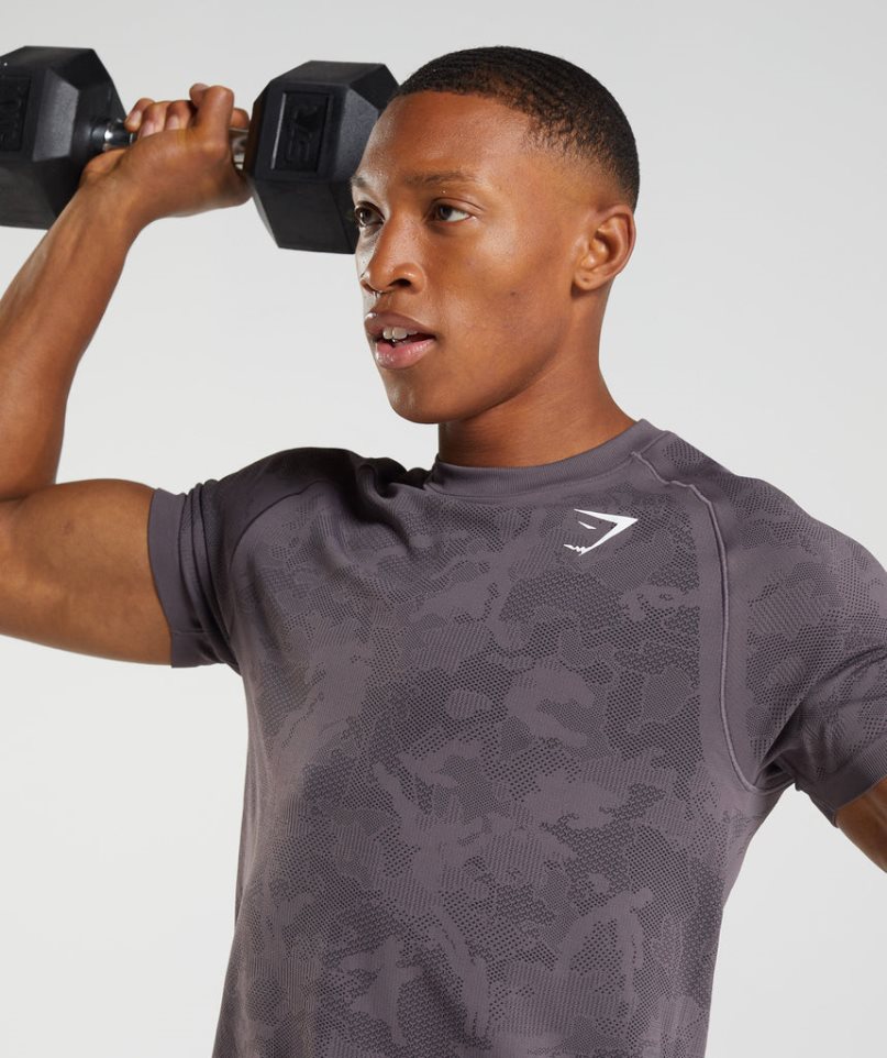 Gymshark Geo Seamless Férfi Póló Lila | HU-D-209
