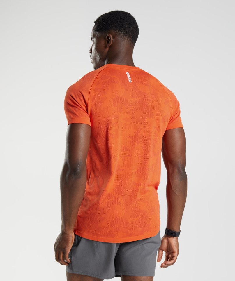 Gymshark Geo Seamless Férfi Póló Narancssárga | HU-T-214