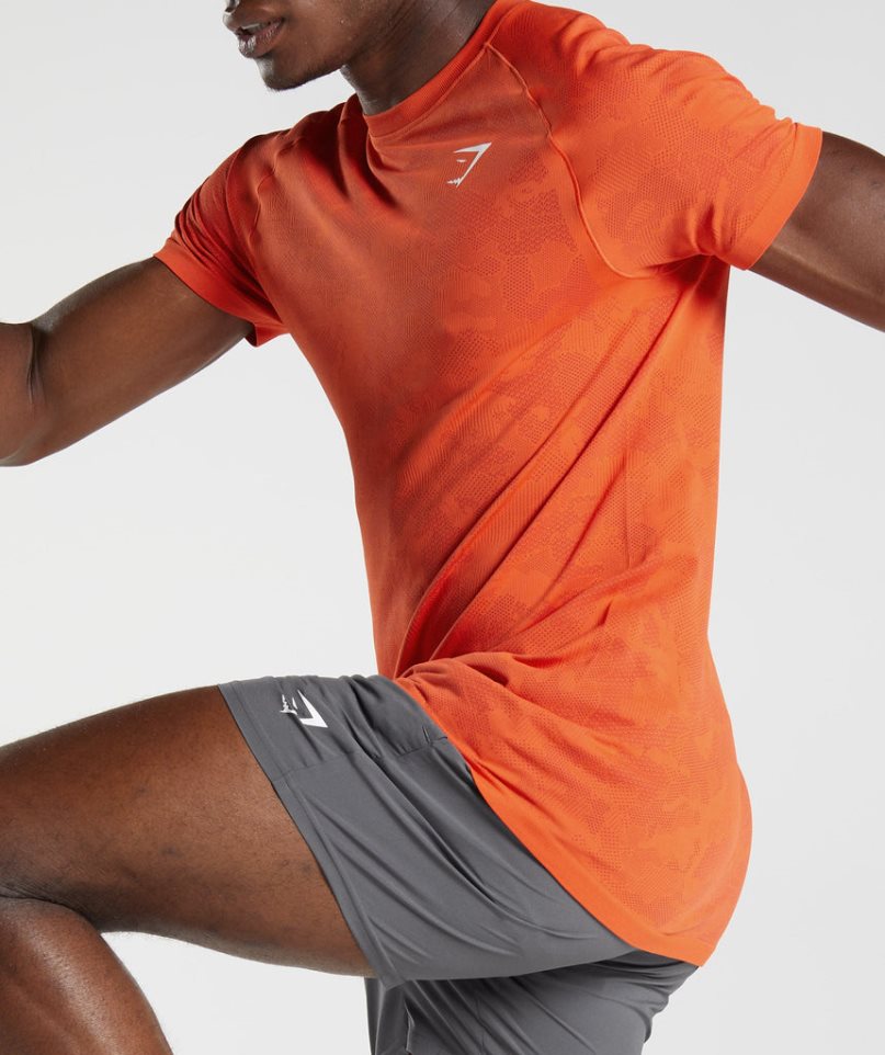 Gymshark Geo Seamless Férfi Póló Narancssárga | HU-T-214