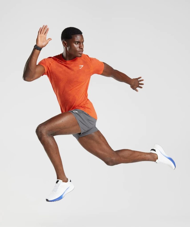 Gymshark Geo Seamless Férfi Póló Narancssárga | HU-T-214