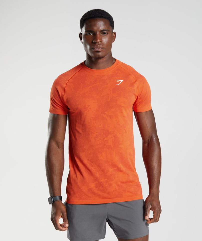 Gymshark Geo Seamless Férfi Póló Narancssárga | HU-T-214