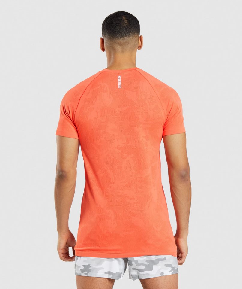 Gymshark Geo Seamless Férfi Póló Narancssárga | HU-V-742