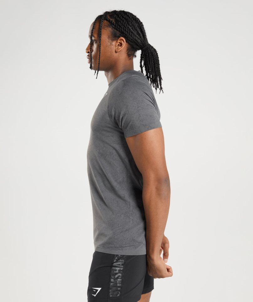Gymshark Geo Seamless Férfi Póló Szürke | HU-I-130