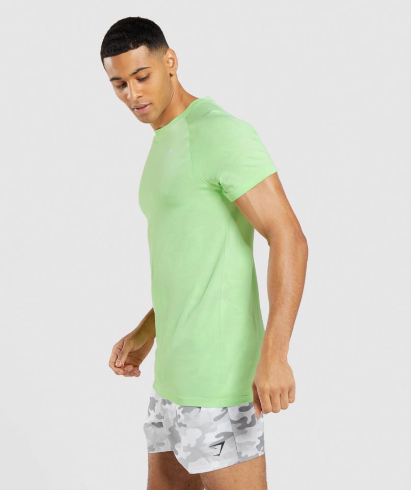 Gymshark Geo Seamless Férfi Póló Világos Zöld | HU-F-154