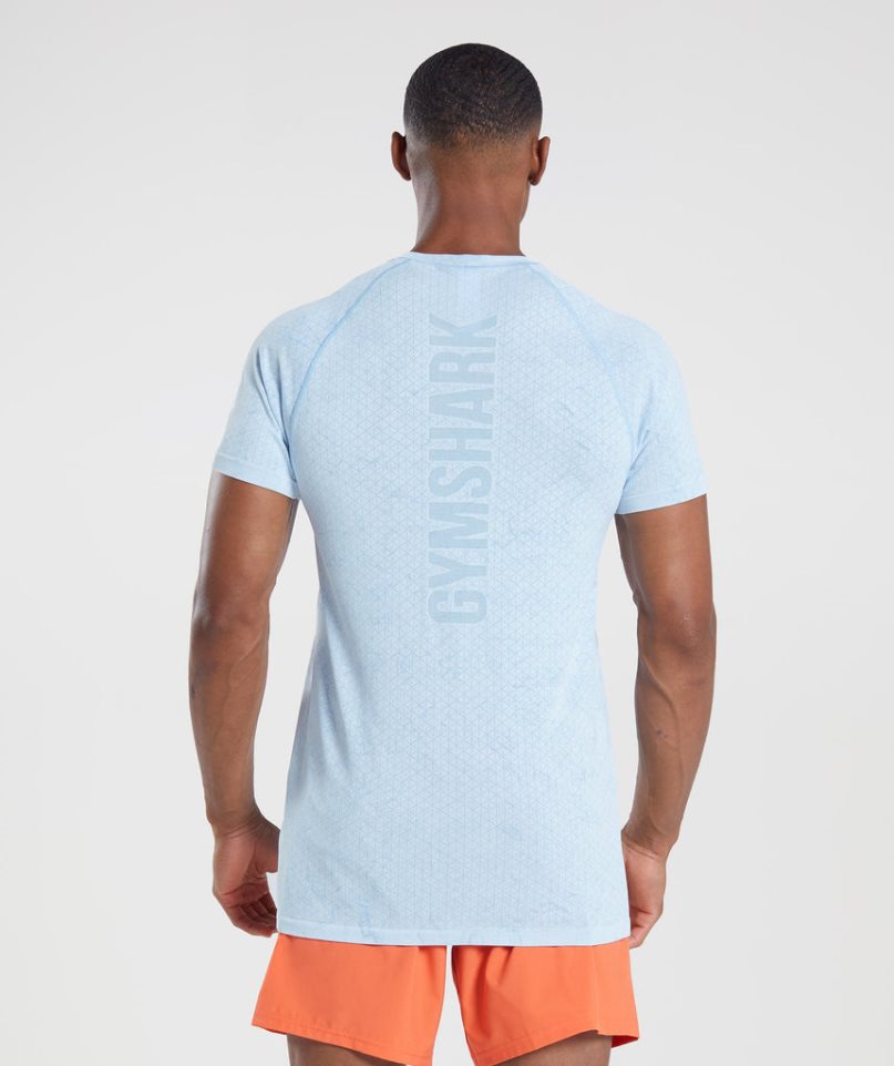 Gymshark Geo Seamless Férfi Póló Világos Kék | HU-M-682
