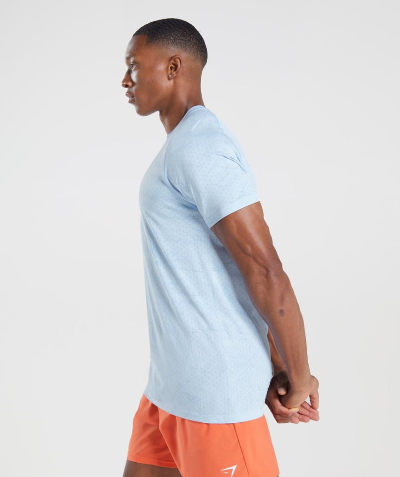 Gymshark Geo Seamless Férfi Póló Világos Kék | HU-M-682