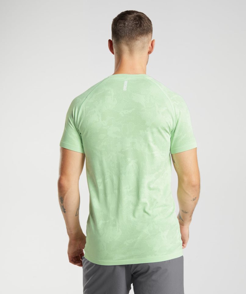 Gymshark Geo Seamless Férfi Póló Világos Zöld | HU-Q-491