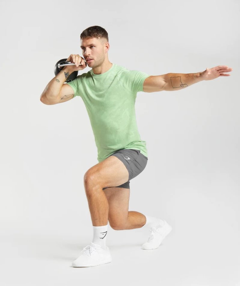 Gymshark Geo Seamless Férfi Póló Világos Zöld | HU-Q-491