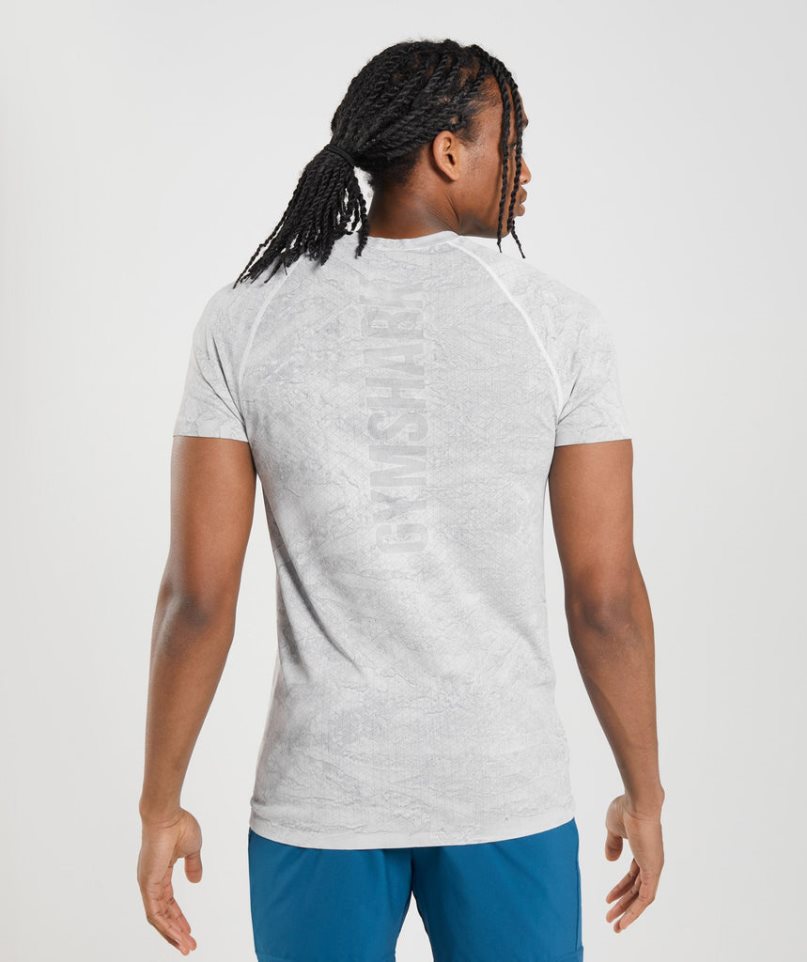 Gymshark Geo Seamless Férfi Póló Világos Szürke | HU-V-304