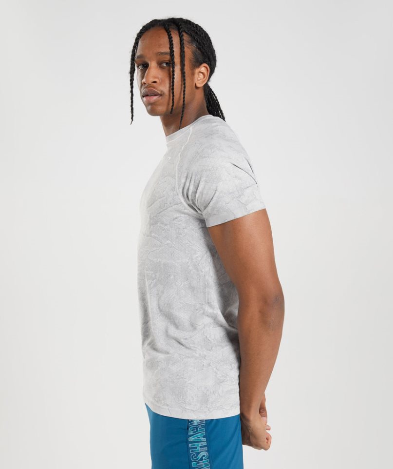 Gymshark Geo Seamless Férfi Póló Világos Szürke | HU-V-304