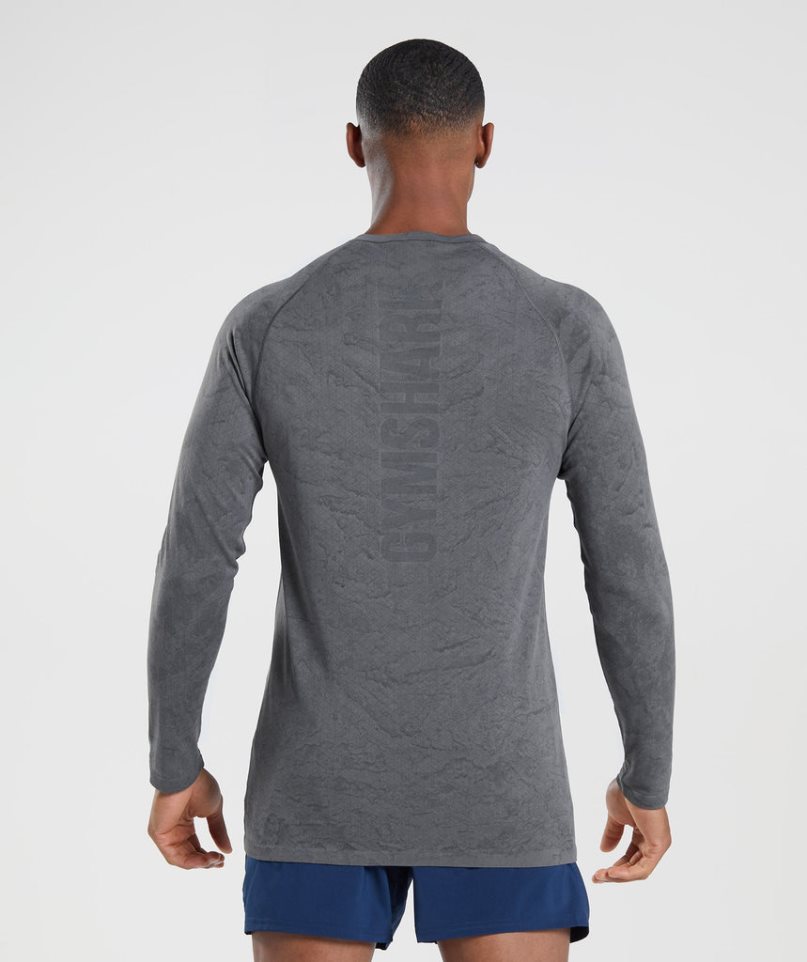 Gymshark Geo Seamless Long Sleeve Férfi Póló Szürke | HU-F-931