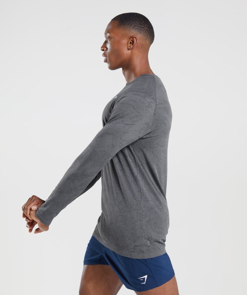 Gymshark Geo Seamless Long Sleeve Férfi Póló Szürke | HU-F-931