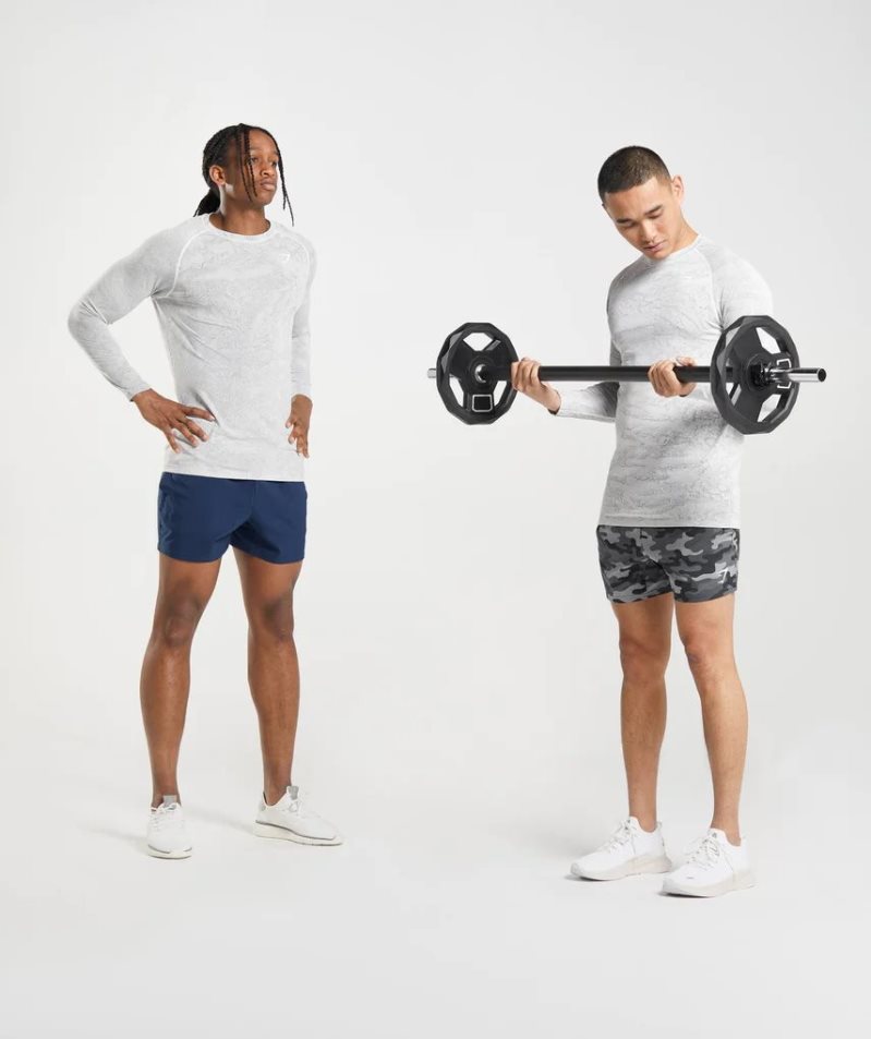 Gymshark Geo Seamless Long Sleeve Férfi Póló Világos Szürke | HU-I-875