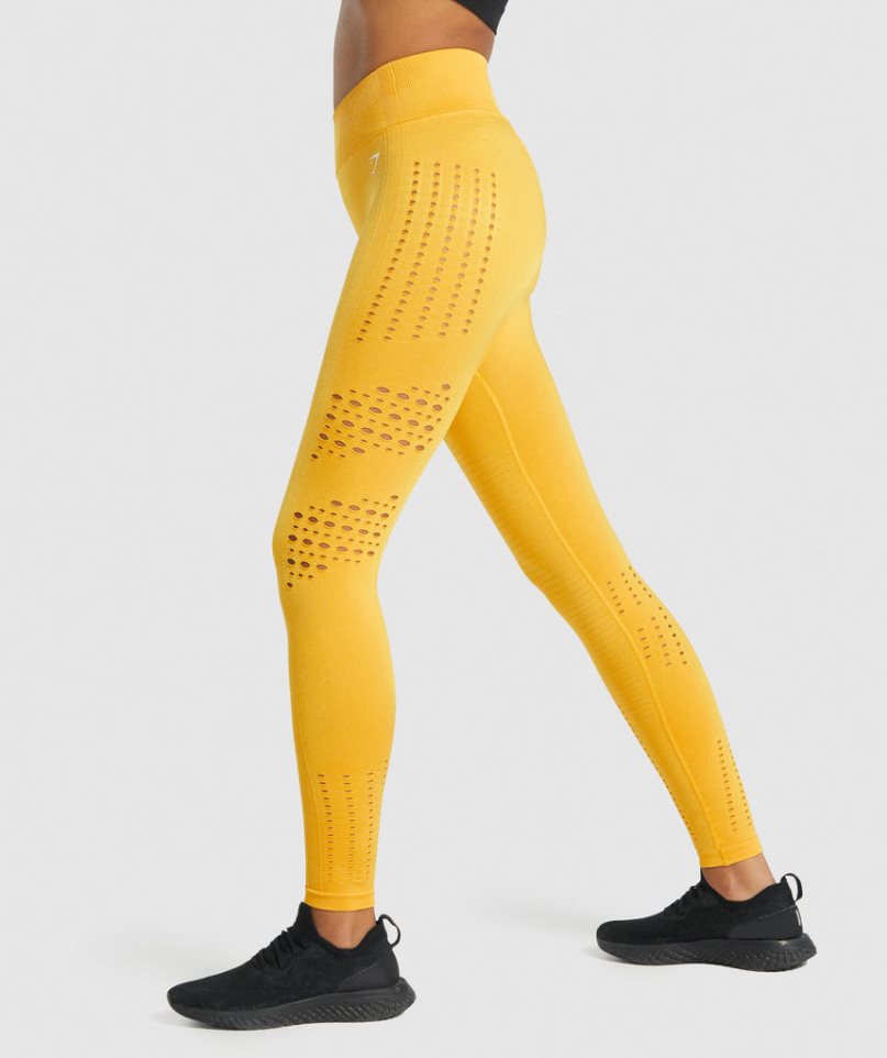 Gymshark Glow Seamless Női Leggings Sárga | HU-T-268