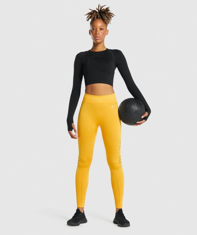 Gymshark Glow Seamless Női Leggings Sárga | HU-T-268