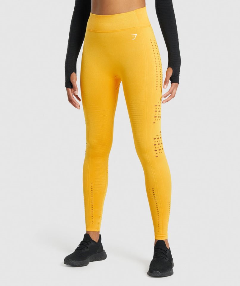 Gymshark Glow Seamless Női Leggings Sárga | HU-T-268
