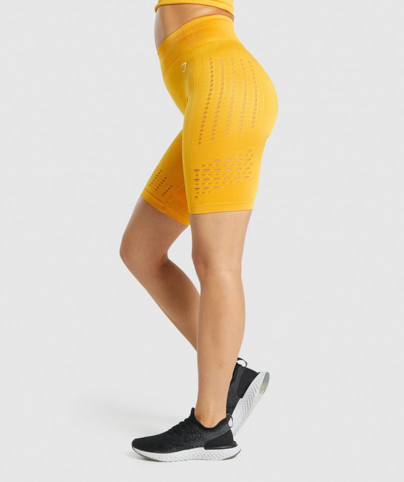 Gymshark Glow Seamless Női Rövidnadrág Sárga | HU-A-943