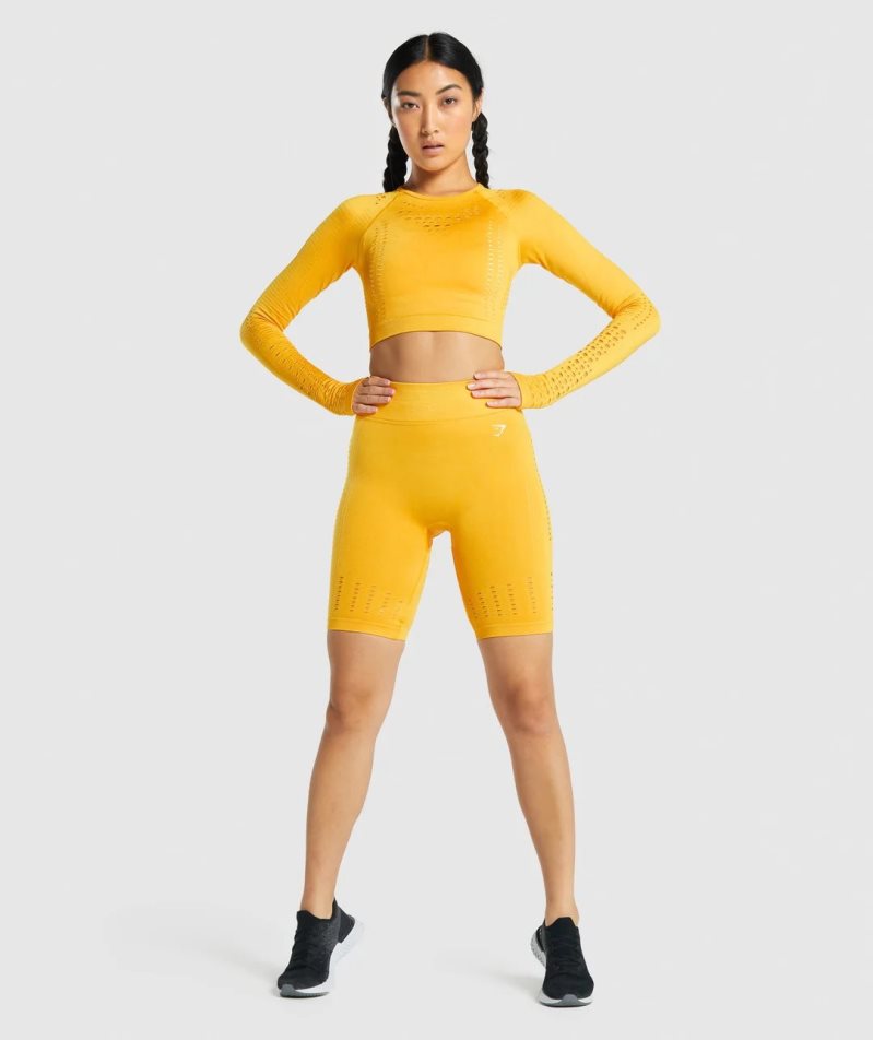 Gymshark Glow Seamless Női Rövidnadrág Sárga | HU-A-943