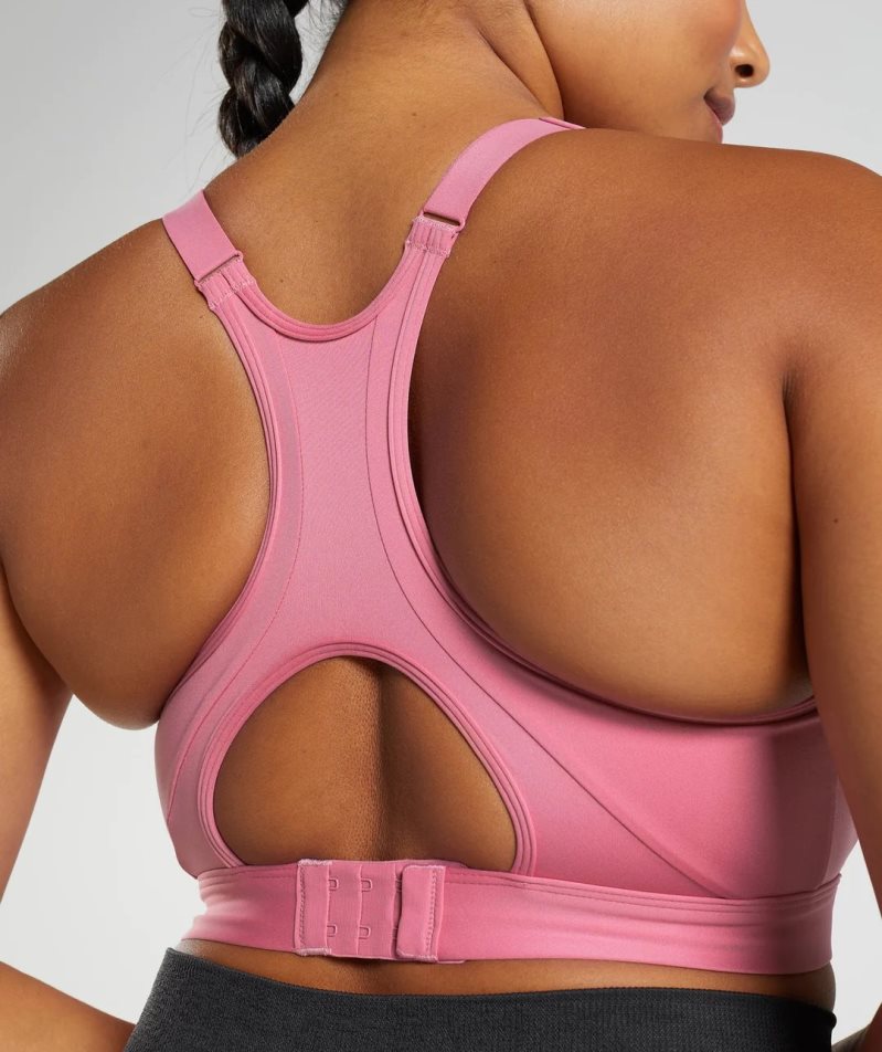 Gymshark High Neck High Support Női Sportmelltartó Rózsaszín | HU-G-425