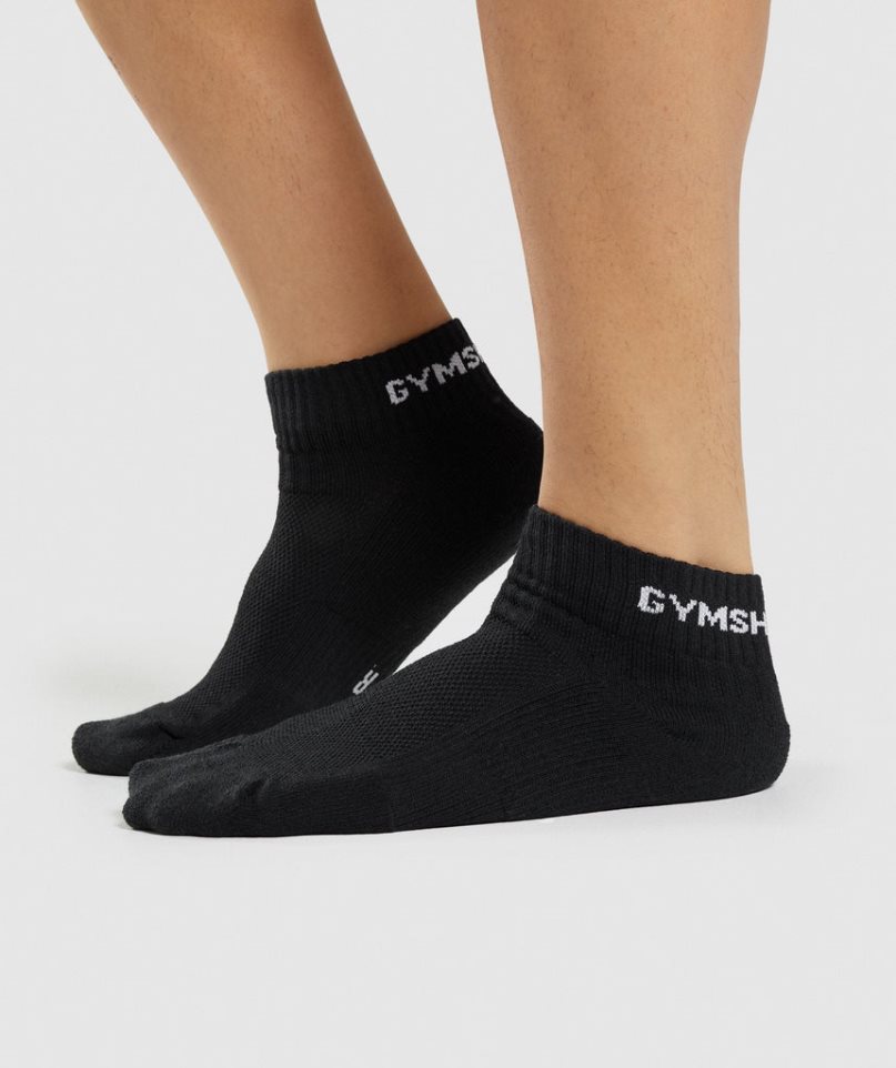 Gymshark Jacquard Quarter 3pk Zokni Fekete | HU-C-782