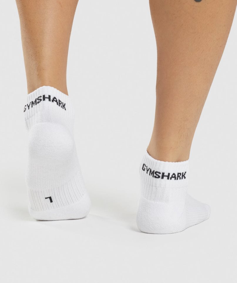 Gymshark Jacquard Quarter 3pk Zokni Fehér | HU-D-069