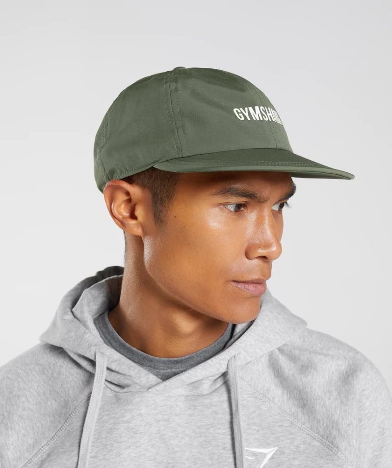Gymshark Lapos Peak Sapkák Olivazöld | HU-V-045