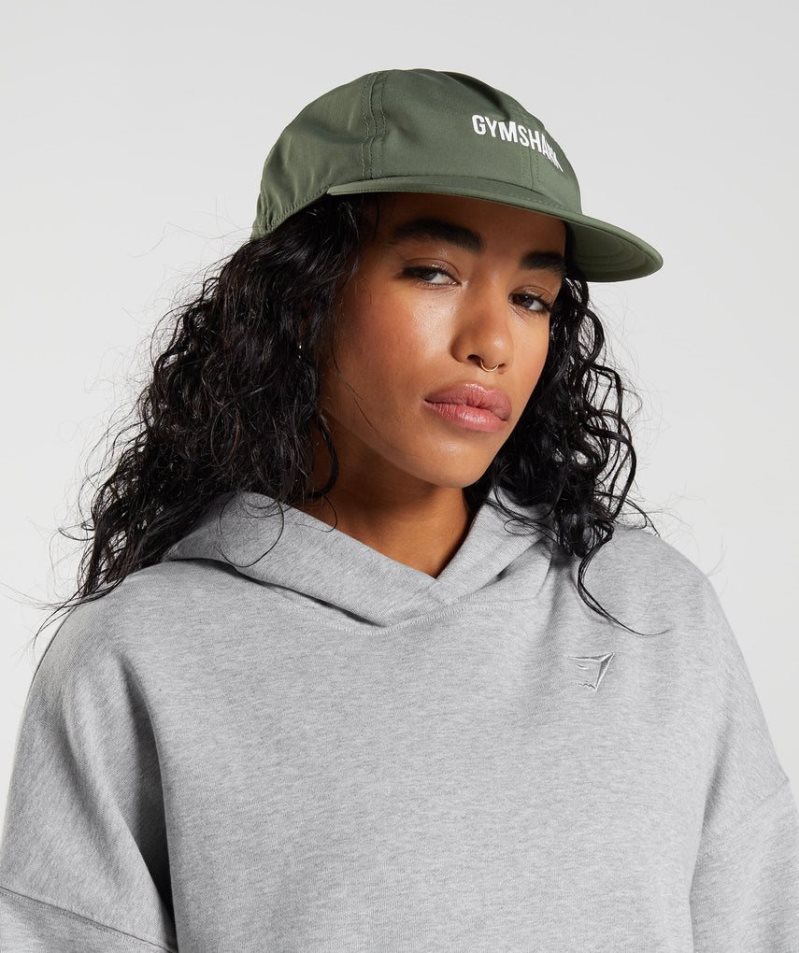 Gymshark Lapos Peak Sapkák Olivazöld | HU-V-045