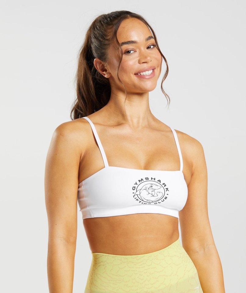 Gymshark Legacy Bandeau Női Sportmelltartó Fehér | HU-B-947
