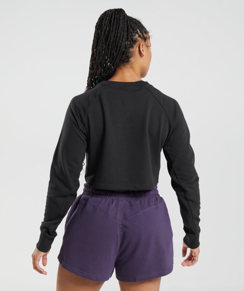 Gymshark Legacy Cropped Női Pulóverek Fekete | HU-U-891